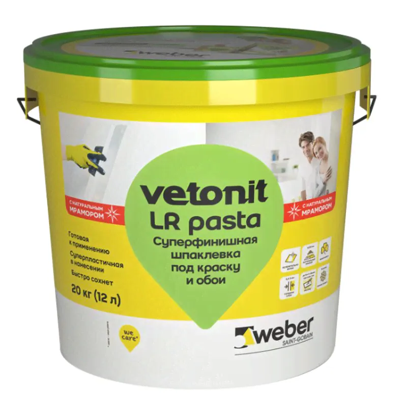 Шпаклевка финишная Weber Vetonit ЛР Паста 12 л/20 кг